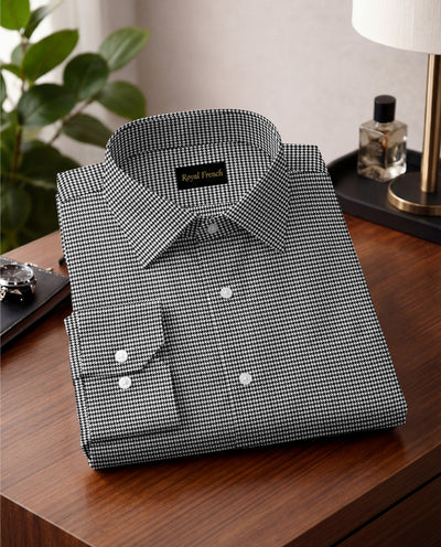 Micro Check Contrast Premium Plane Shirt
